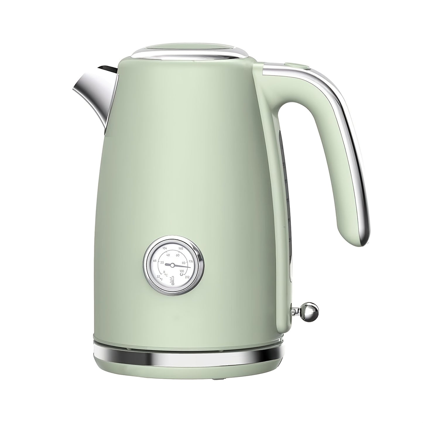 Electric Kettle Quick Heating, Hot Tea Water Boiler with Thermometer 57.48oz Stainless Steel Cordless LED Indicator 1500W, Auto Shut-Off And Boil Dry Protection, Easy to Clean, Green