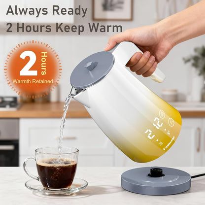 1200W Electric Kettle with 5 Temperature Settings & Keep Warm, BPA-Free Quick Boiling Teapot, & Cool-Touch Lid, 360° Base, Overheat Suitable for Home, Office, for Home and for Use in North America ( Plug)