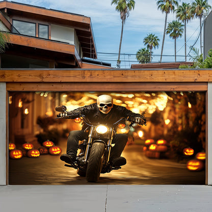 Halloween Garage Door Banner Decoration The Grim Biker