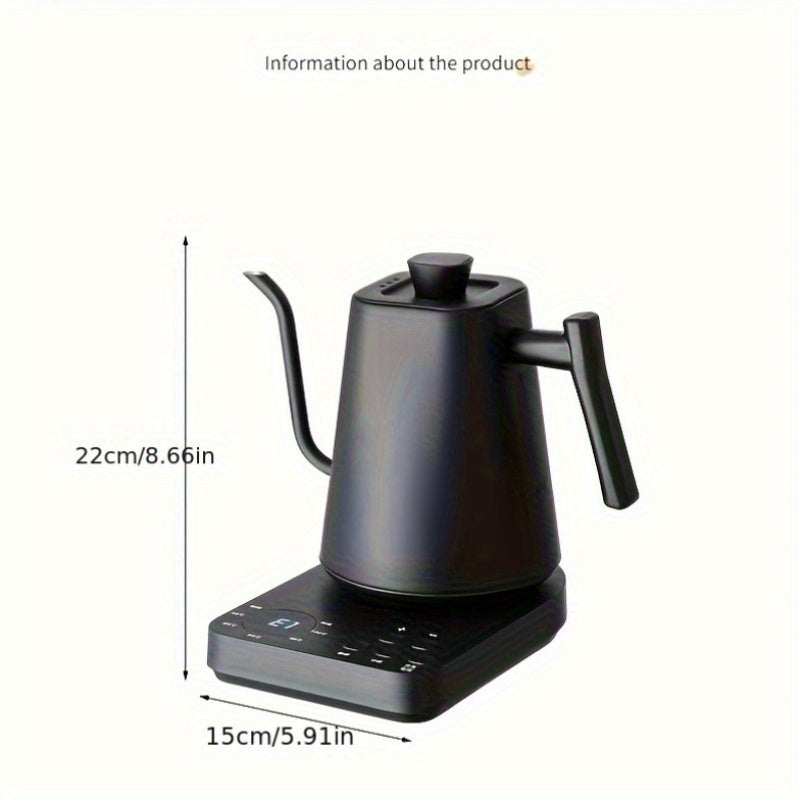 Swan Neck Hand Brewing Kettle | Stainless Steel, 304 Material, 1200W Power, 16.91-33.81oz Capacity, Smart Temperature Control for Coffee and Tea
