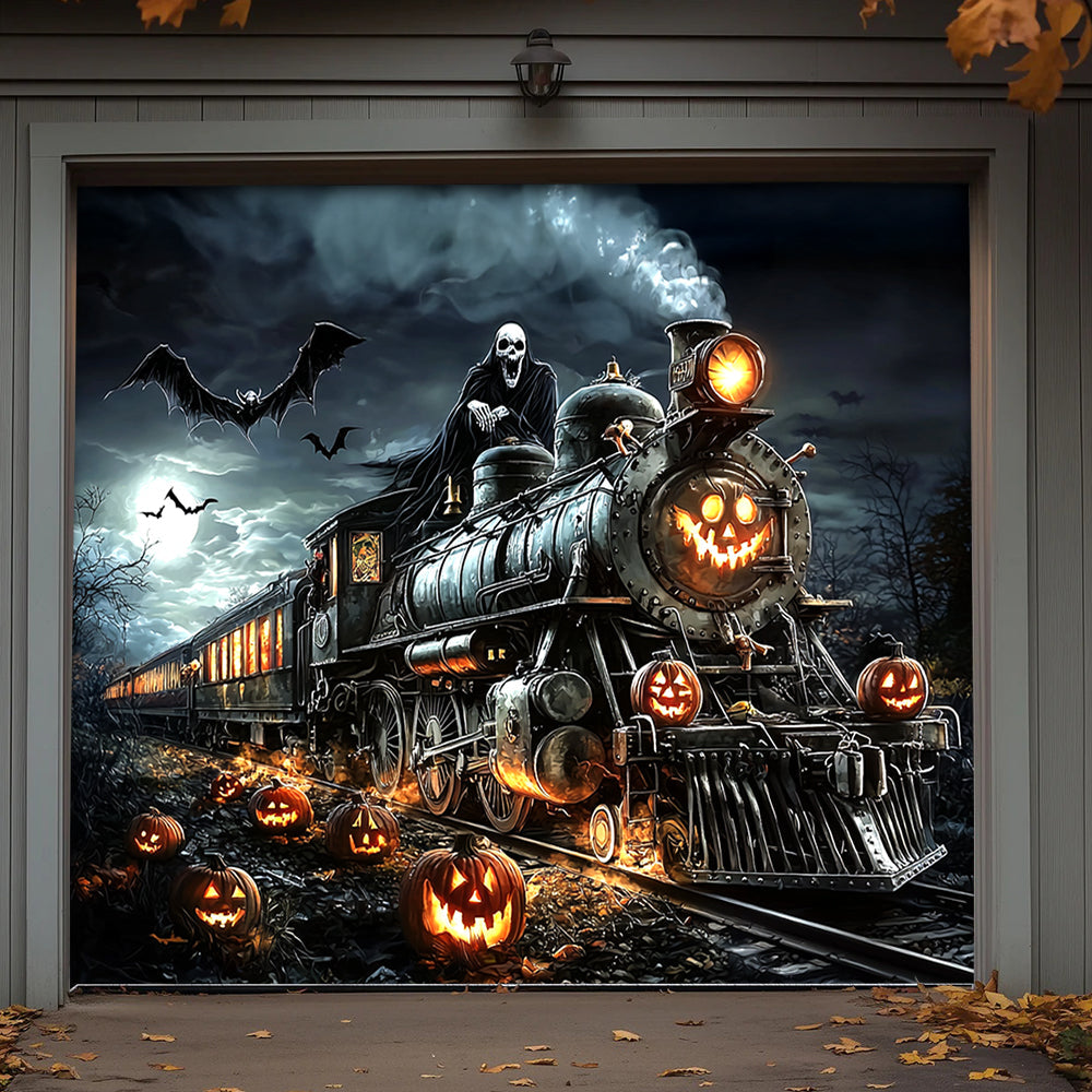 Halloween Garage Door Banner Decoration Halloween Ghost Train