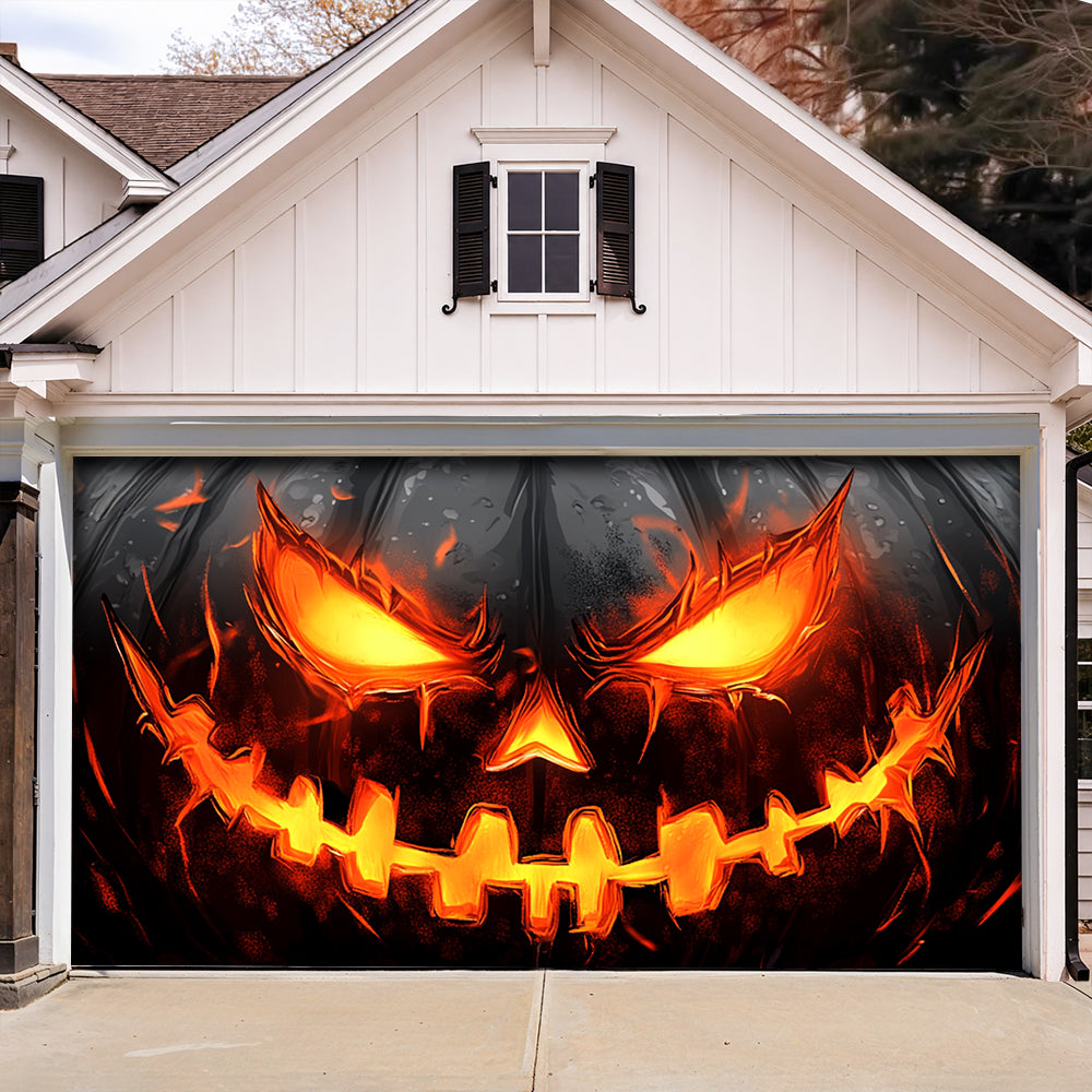 Lorva Halloween Garage Door Banner Decoration Halloween Horror Pumpkin Face
