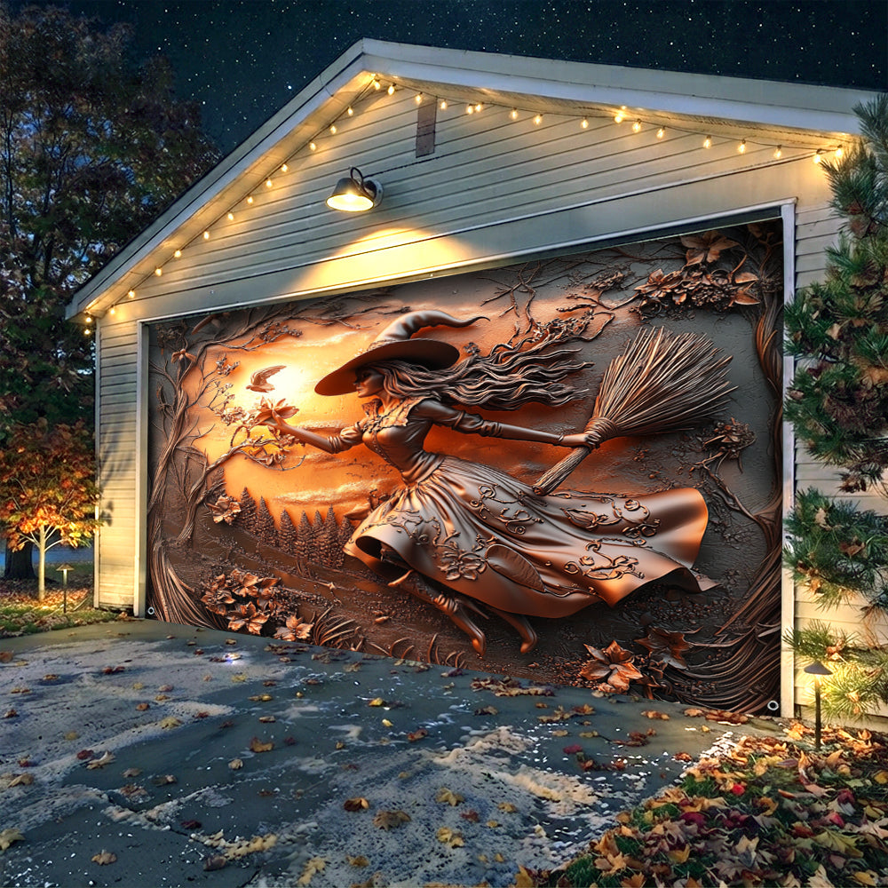 Witch Garage Door Banner Decoration Halloween Moonflower Witches