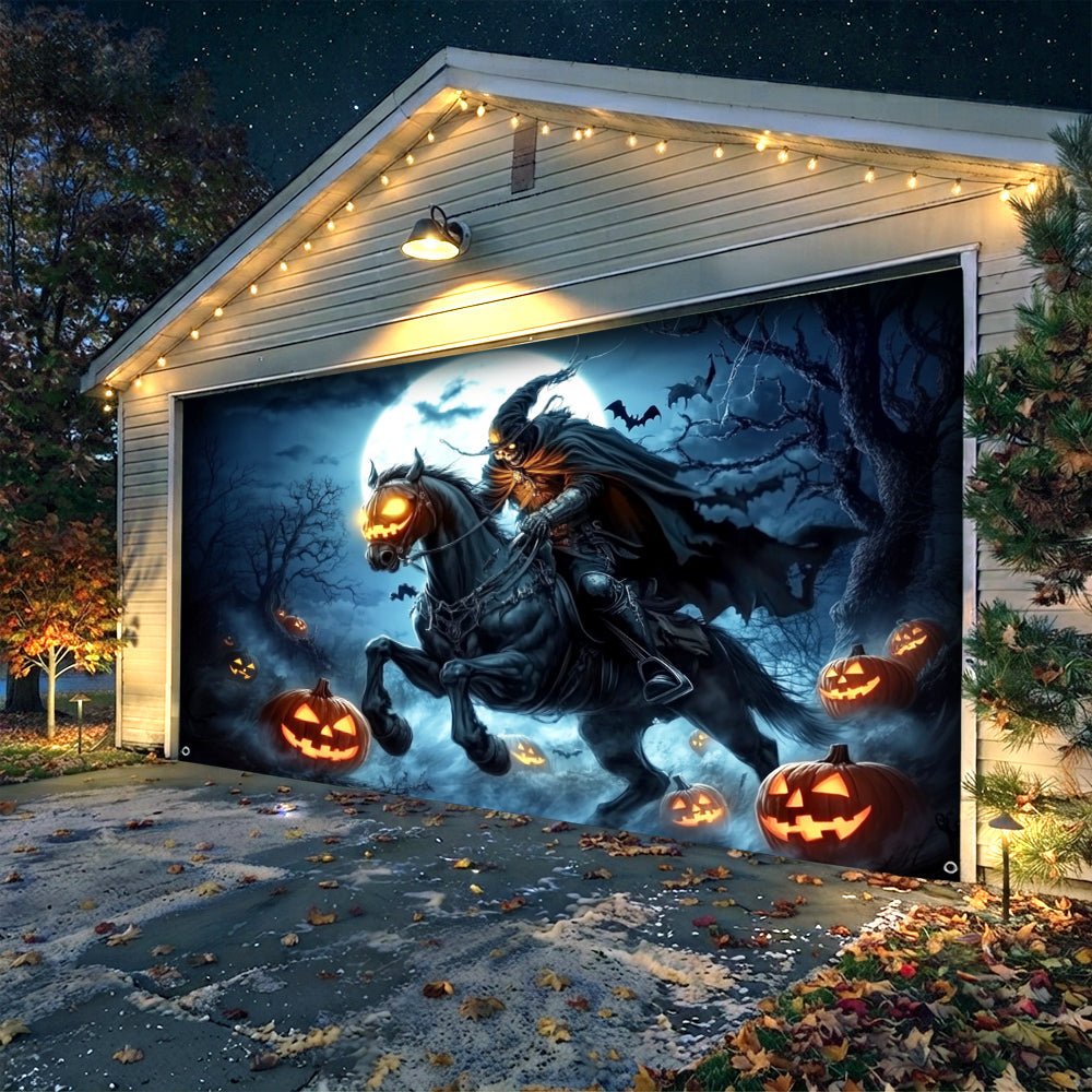 Halloween Garage Door Banner Decoration The Headless Horseman Returns