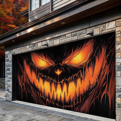Halloween Garage Door Banner Decoration Dark Jack-O'-Lantern