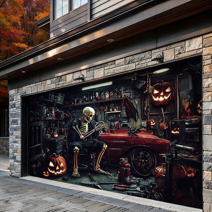 Lorva Halloween Garage Door Banner Decoration Motor Garage