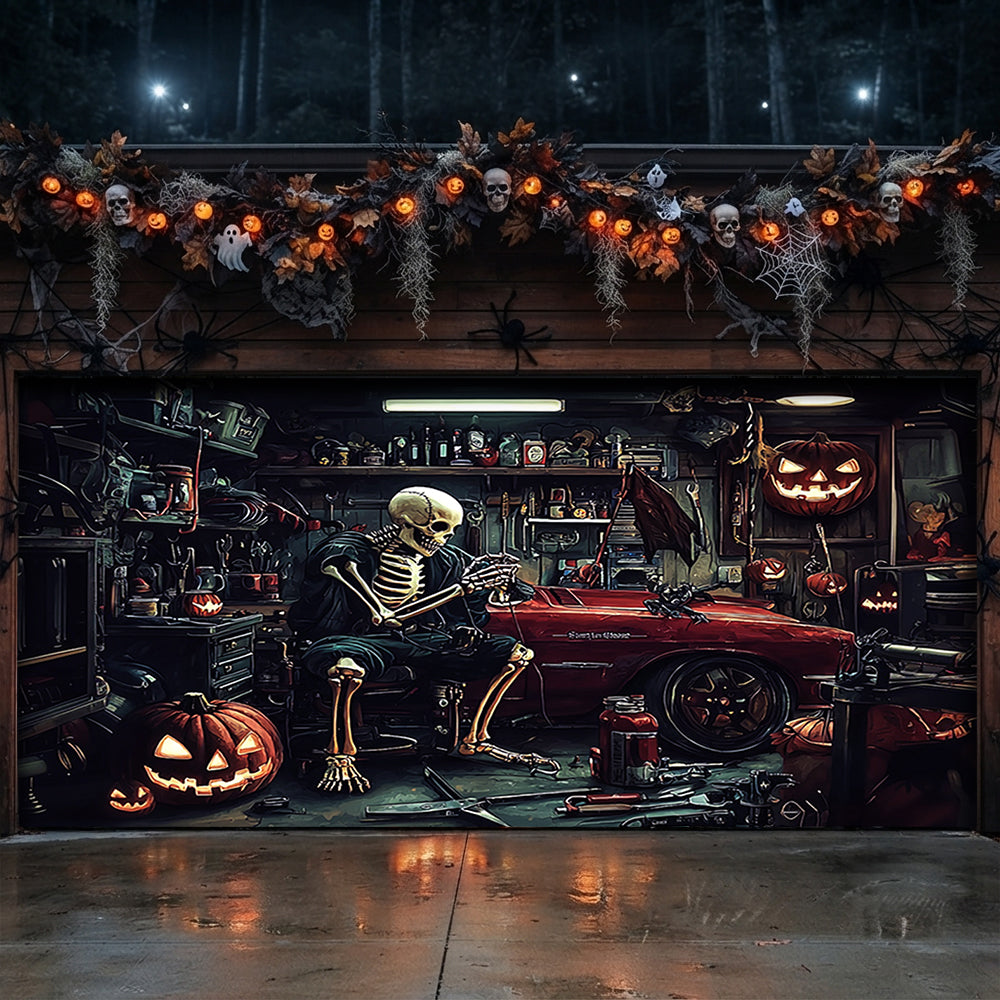 Lorva Halloween Garage Door Banner Decoration Motor Garage