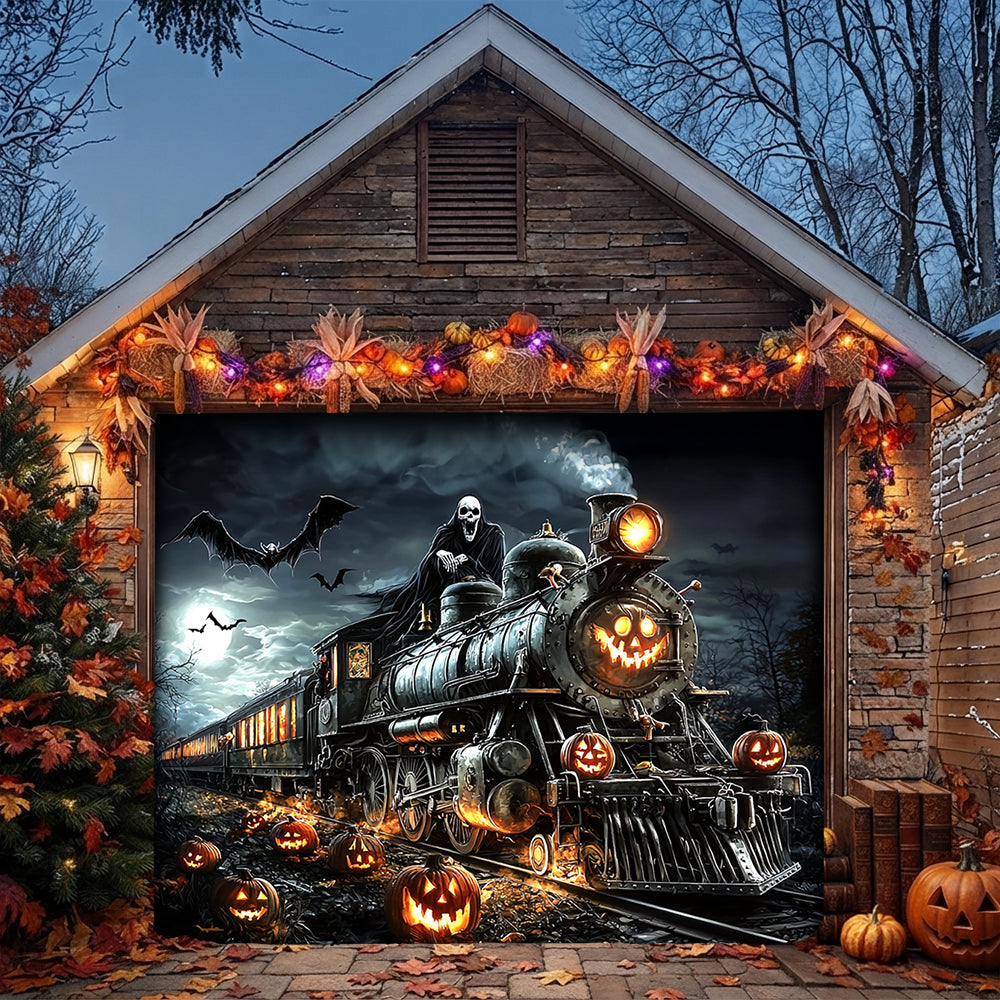 Halloween Garage Door Banner Decoration Halloween Ghost Train