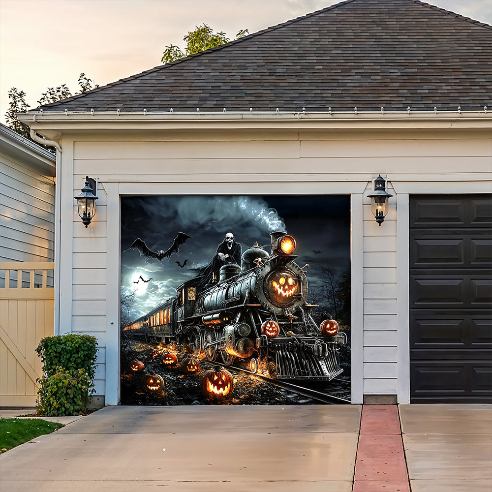 Halloween Garage Door Banner Decoration Halloween Ghost Train