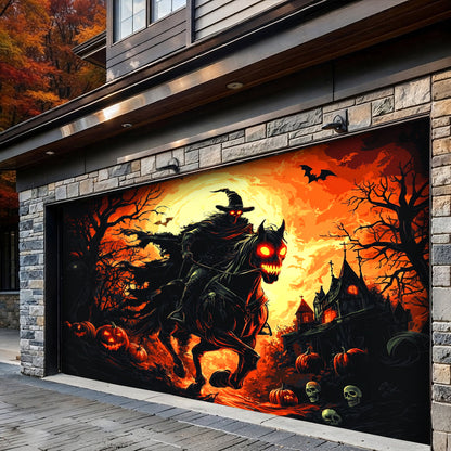Halloween Garage Door Banner Decoration The Cursed Horseman Halloween