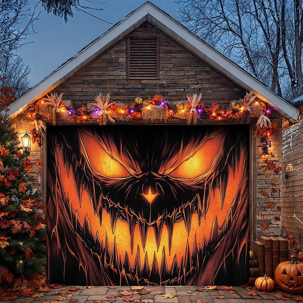 Halloween Garage Door Banner Decoration Dark Jack-O'-Lantern