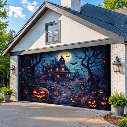 Halloween Garage Door Banner Decoration  Moonlit Pumpkin Haunted House