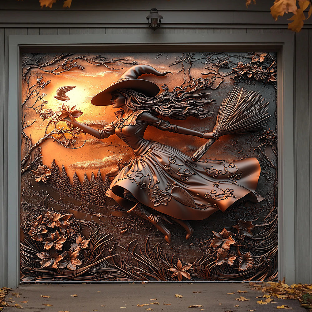 Witch Garage Door Banner Decoration Halloween Moonflower Witches