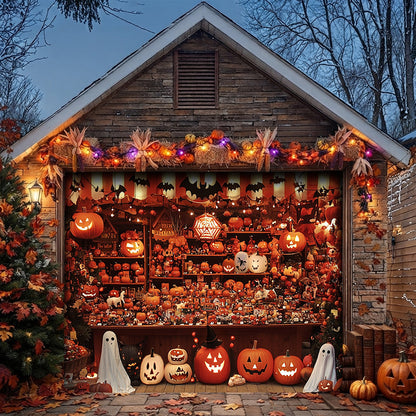 Lorva Halloween Garage Door Banner Decoration Shopfront Pumpkins