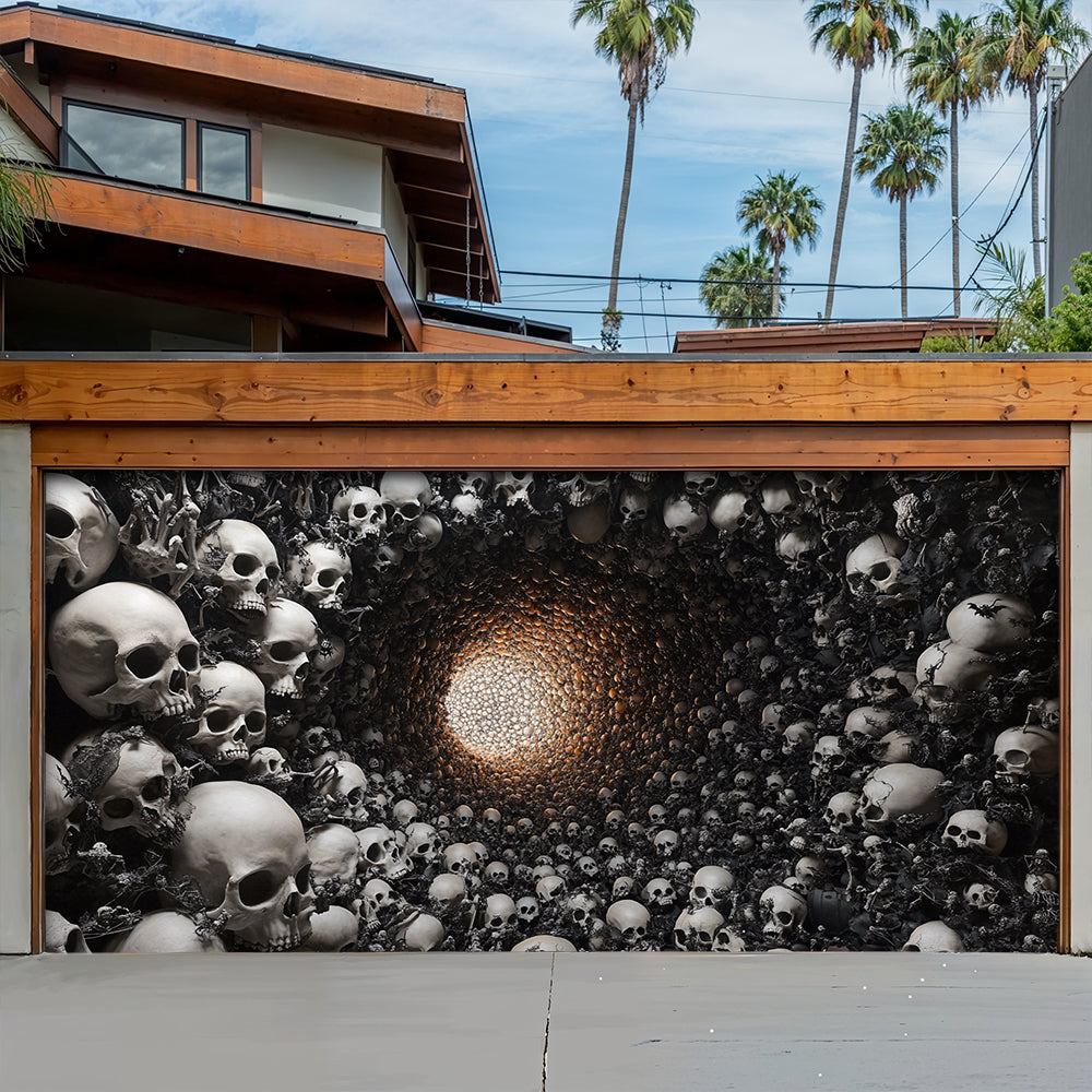 Halloween Garage Door Banner Decoration Skull Tunnel