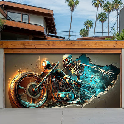 Halloween Garage Door Banner Decoration The Grim Biker