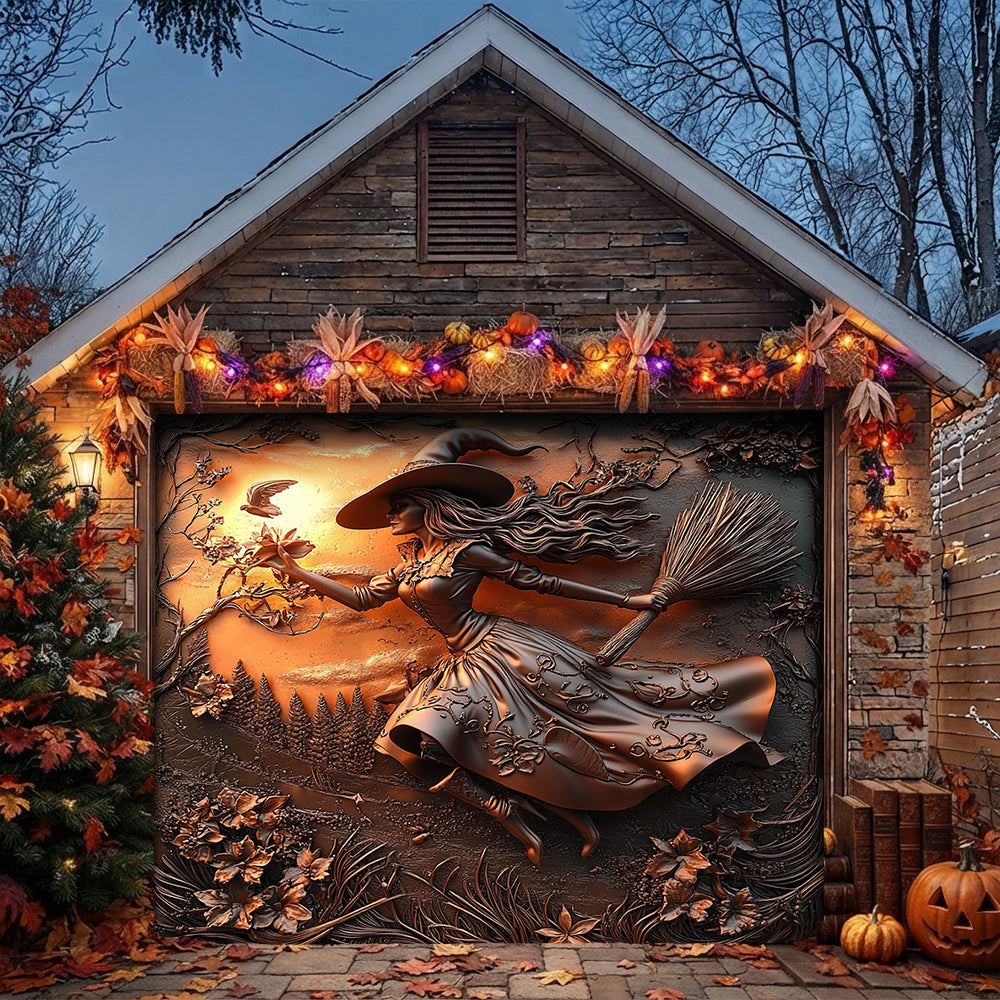 Witch Garage Door Banner Decoration Halloween Moonflower Witches