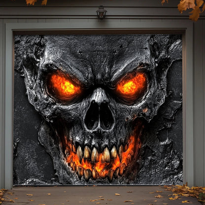 Halloween Garage Door Banner Decoration Hellfire Skull