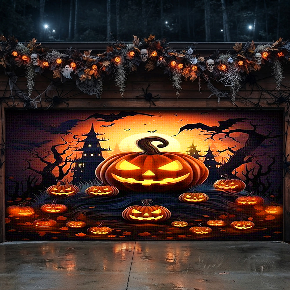 Halloween Garage Door Banner Decoration Pumpkin House