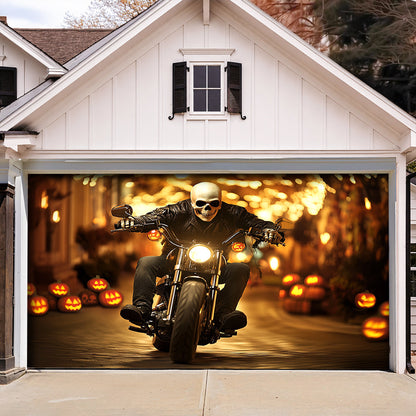 Halloween Garage Door Banner Decoration The Grim Biker