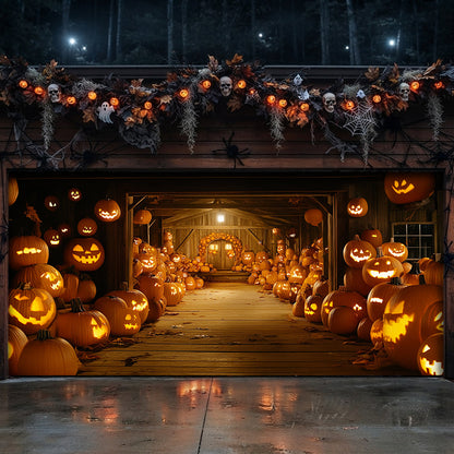 Halloween Garage Door Banner Decoration Welcome To Pumpkin Hollow