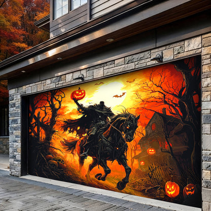 Halloween Garage Door Banner Decoration Headless Horseman’s Halloween Ride