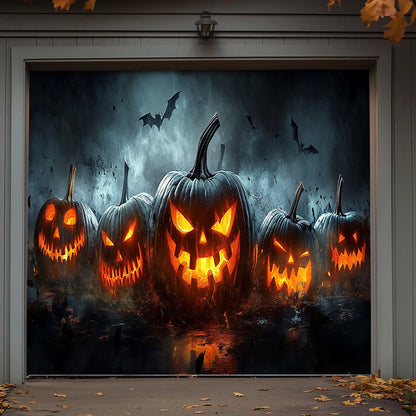 Halloween Garage Door Banner Decoration Fiery Jack-O'-Lantern