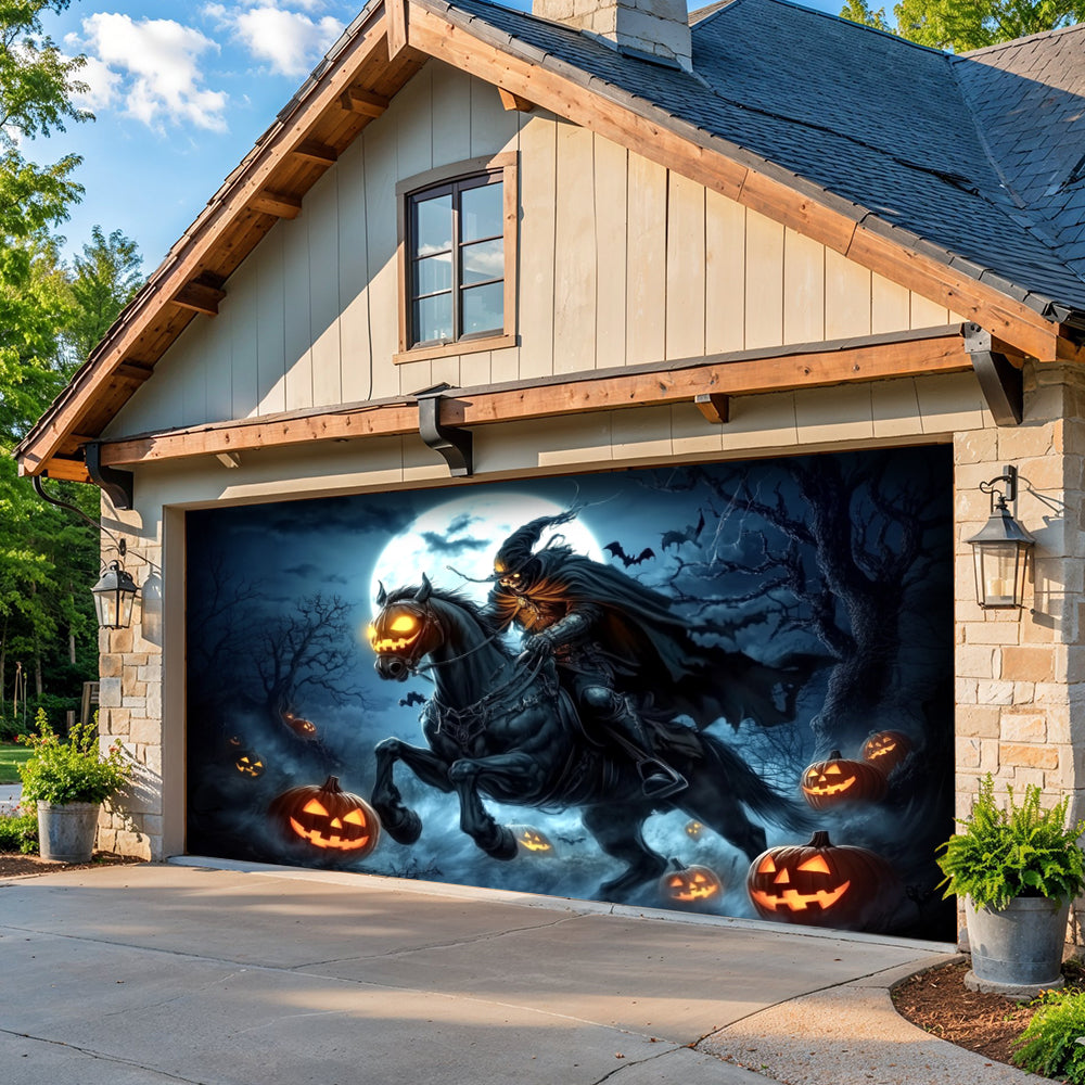 Halloween Garage Door Banner Decoration The Headless Horseman Returns
