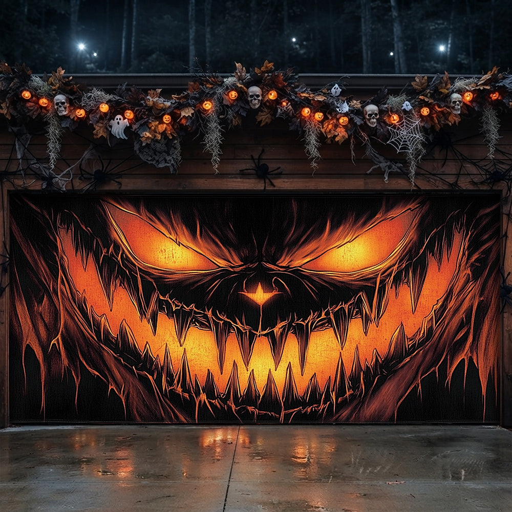 Halloween Garage Door Banner Decoration Dark Jack-O'-Lantern