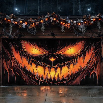 Halloween Garage Door Banner Decoration Dark Jack-O'-Lantern