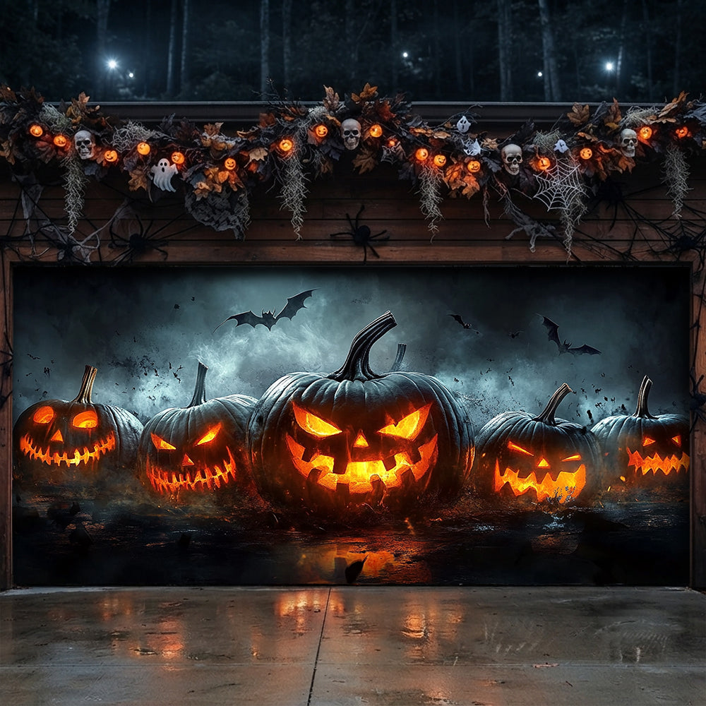 Halloween Garage Door Banner Decoration Fiery Jack-O'-Lantern