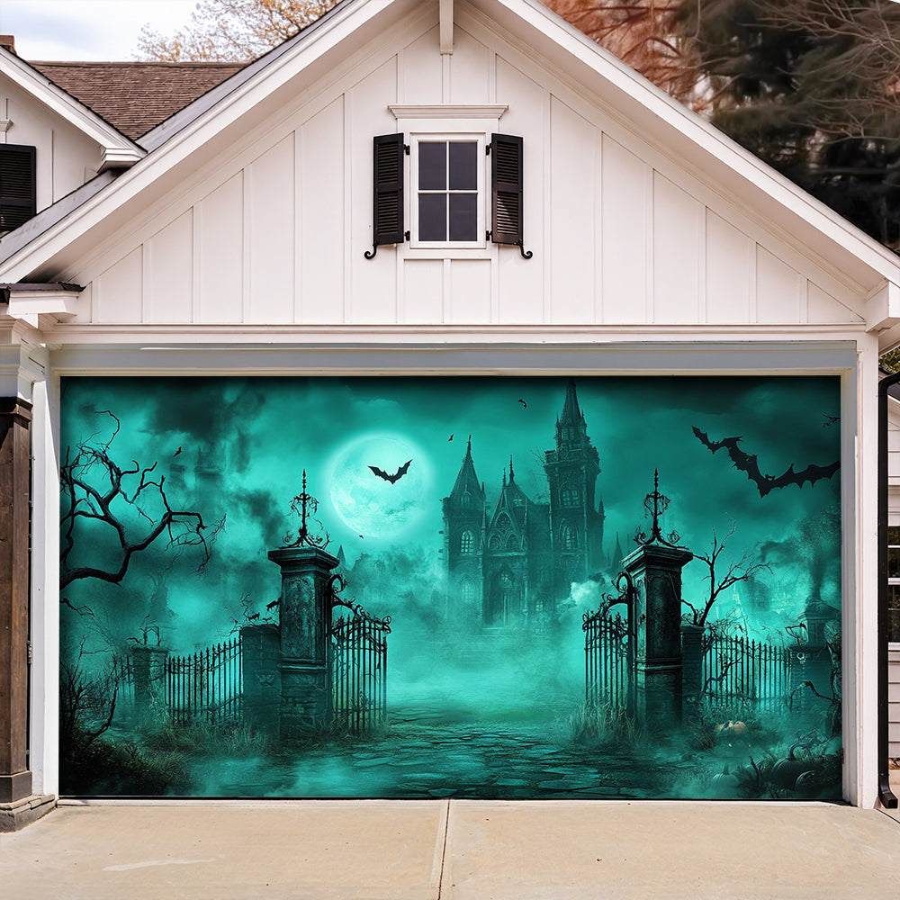 Halloween Garage Door Banner Decoration Haunted Cemetery Gate