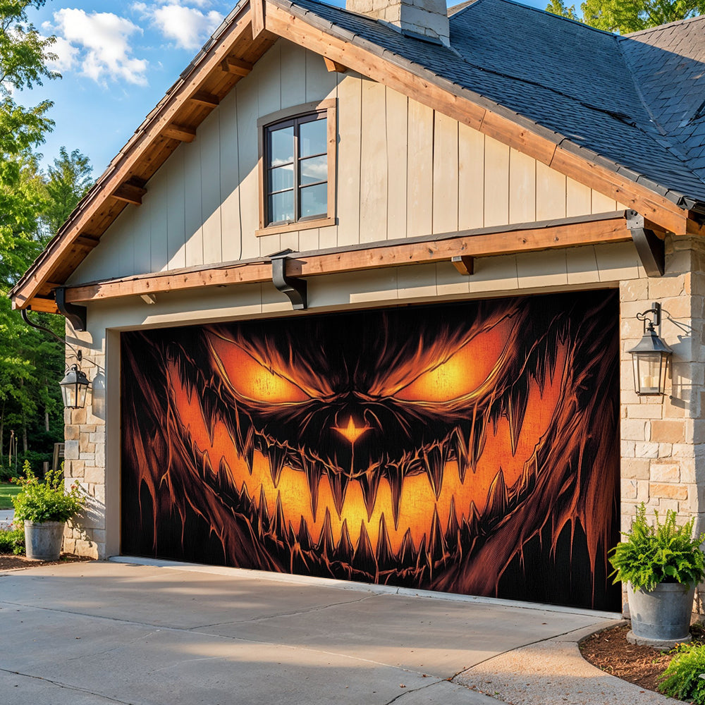 Halloween Garage Door Banner Decoration Dark Jack-O'-Lantern