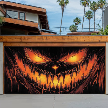 Halloween Garage Door Banner Decoration Dark Jack-O'-Lantern