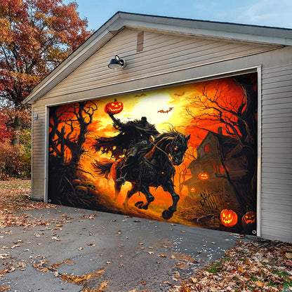 Halloween Garage Door Banner Decoration Headless Horseman’s Halloween Ride