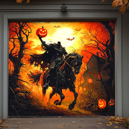 Halloween Garage Door Banner Decoration Headless Horseman’s Halloween Ride