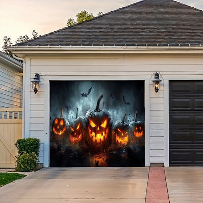Halloween Garage Door Banner Decoration Fiery Jack-O'-Lantern