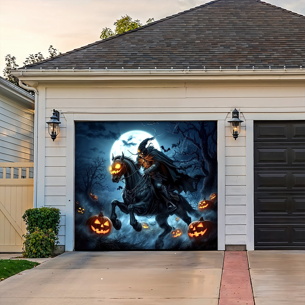 Halloween Garage Door Banner Decoration The Headless Horseman Returns