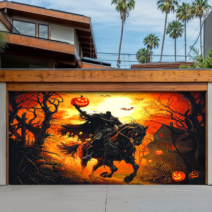 Halloween Garage Door Banner Decoration Headless Horseman’s Halloween Ride