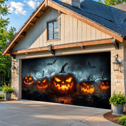 Halloween Garage Door Banner Decoration Fiery Jack-O'-Lantern
