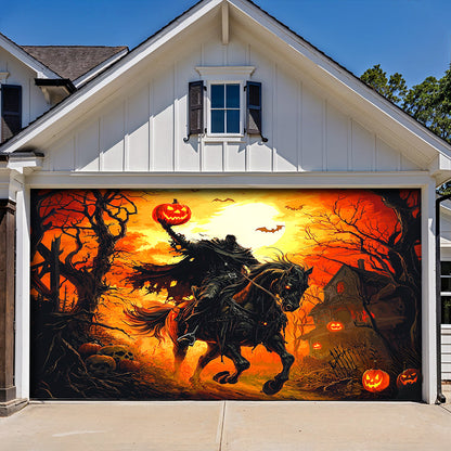 Halloween Garage Door Banner Decoration Headless Horseman’s Halloween Ride