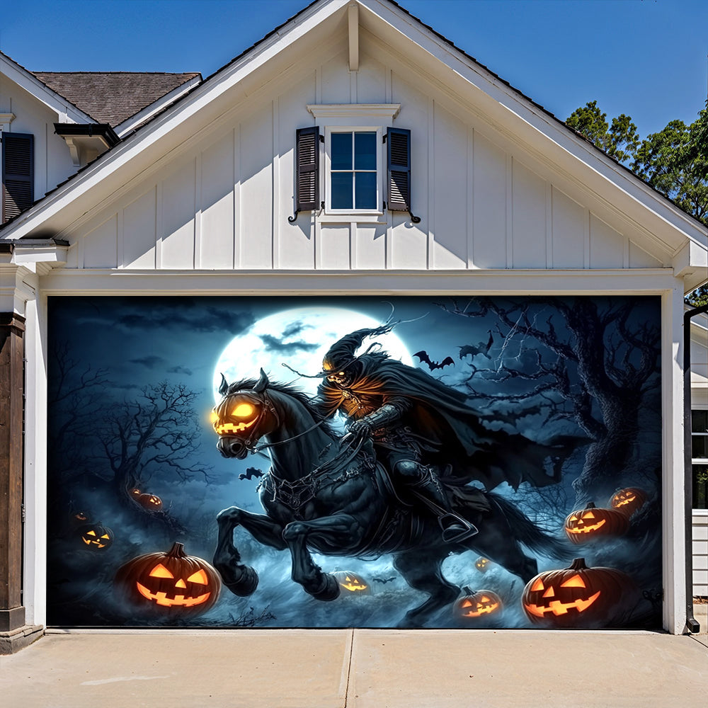 Halloween Garage Door Banner Decoration The Headless Horseman Returns