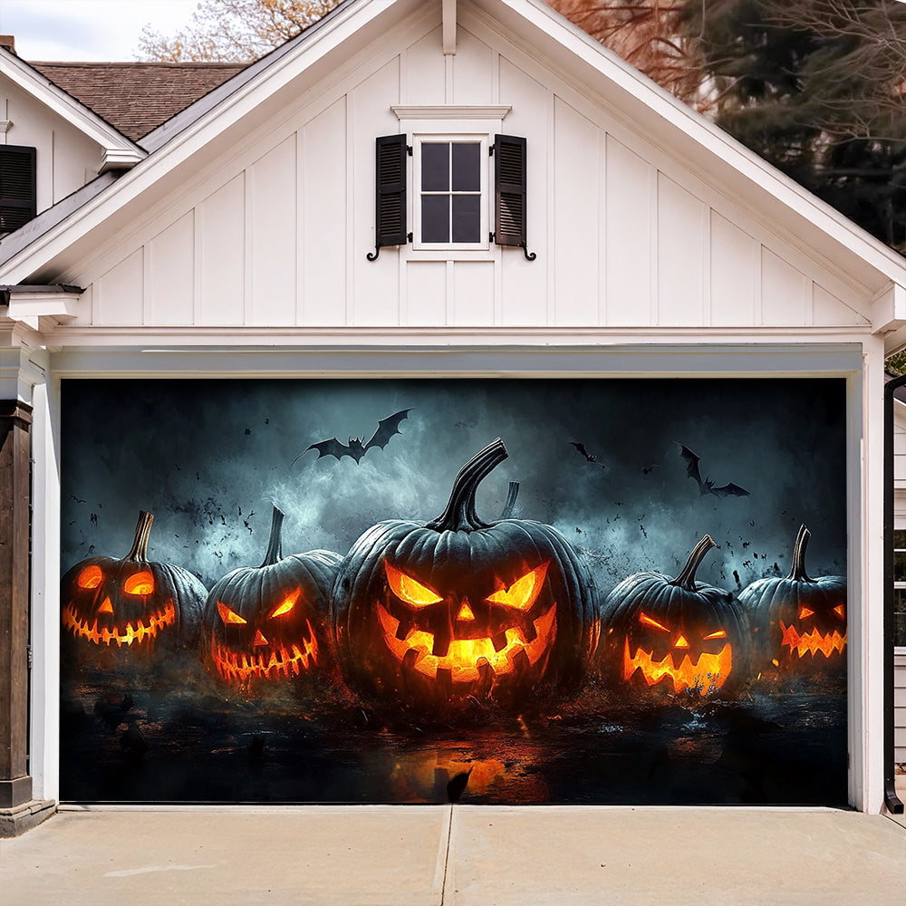 Halloween Garage Door Banner Decoration Fiery Jack-O'-Lantern