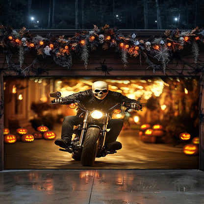 Halloween Garage Door Banner Decoration The Grim Biker