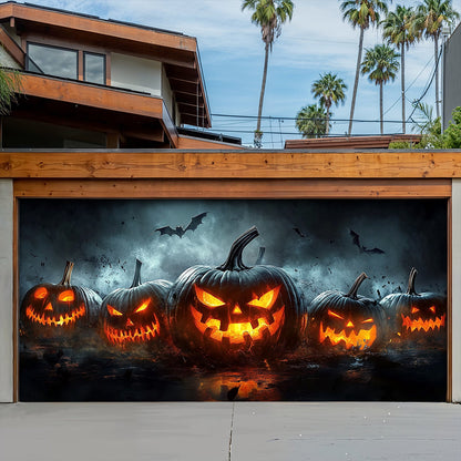 Halloween Garage Door Banner Decoration Fiery Jack-O'-Lantern
