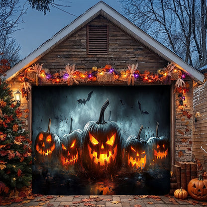Halloween Garage Door Banner Decoration Fiery Jack-O'-Lantern