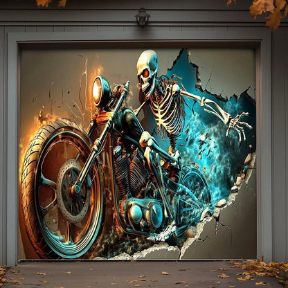 Halloween Garage Door Banner Decoration The Grim Biker