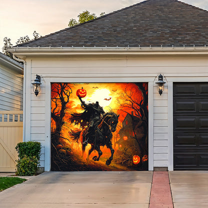 Halloween Garage Door Banner Decoration Headless Horseman’s Halloween Ride