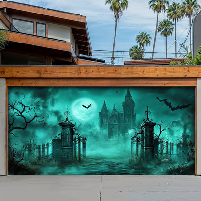 Halloween Garage Door Banner Decoration Haunted Cemetery Gate