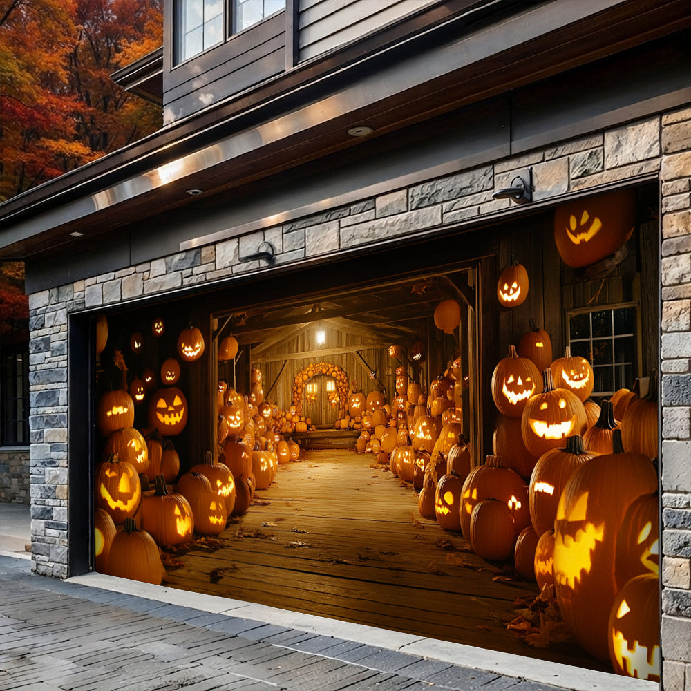 Halloween Garage Door Banner Decoration Welcome To Pumpkin Hollow